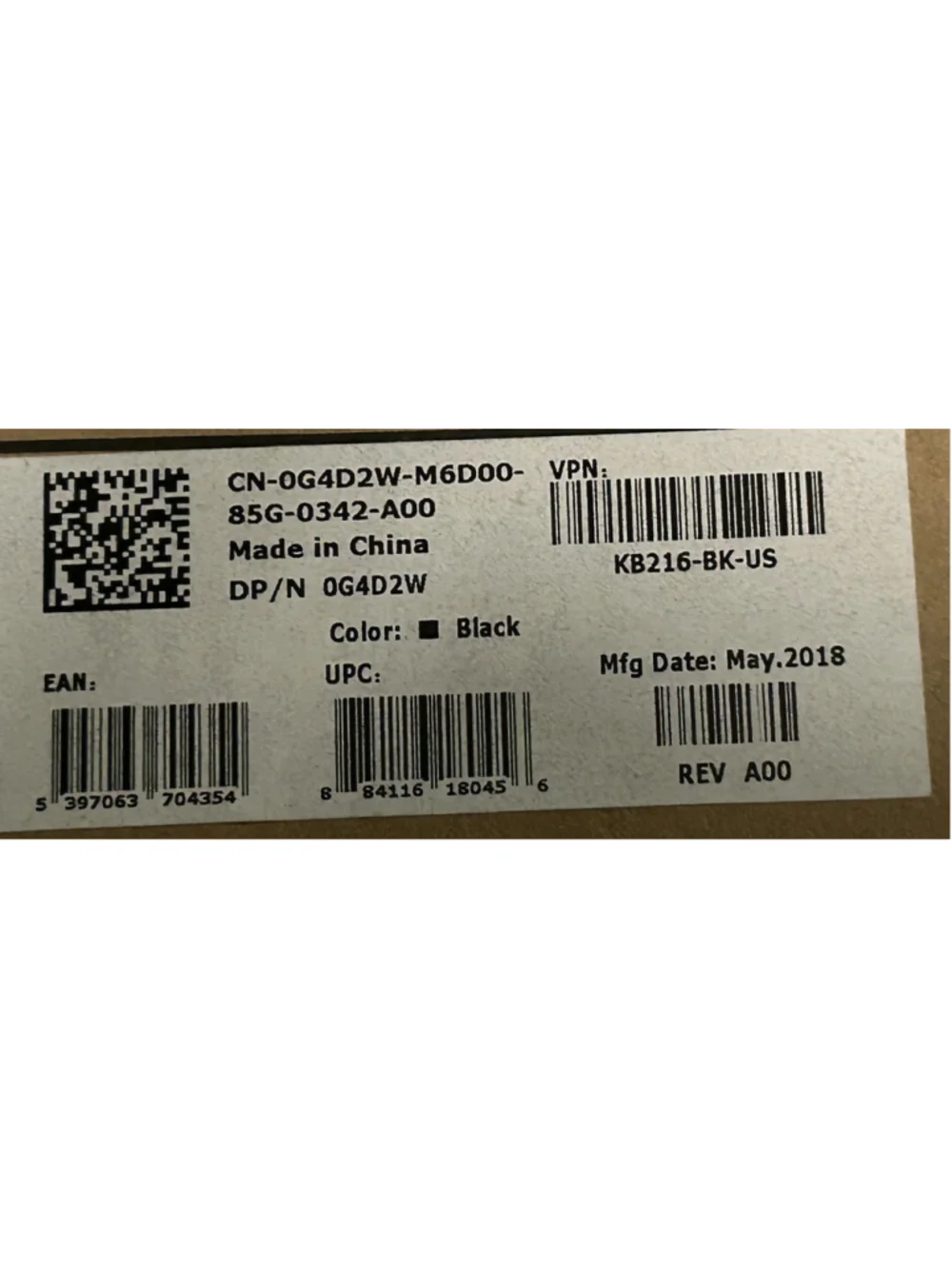 Dell Keyboard Model KB216d Wired Black Number Pad on Side of Keyboard